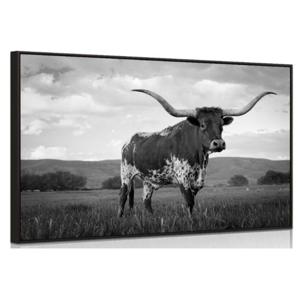 Longhorn Cow Giclee Canvas Print 28 x 40 Wall Decor, Modern Cow Painting
